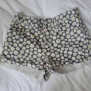 Zara Gray Floral Jean Shorts